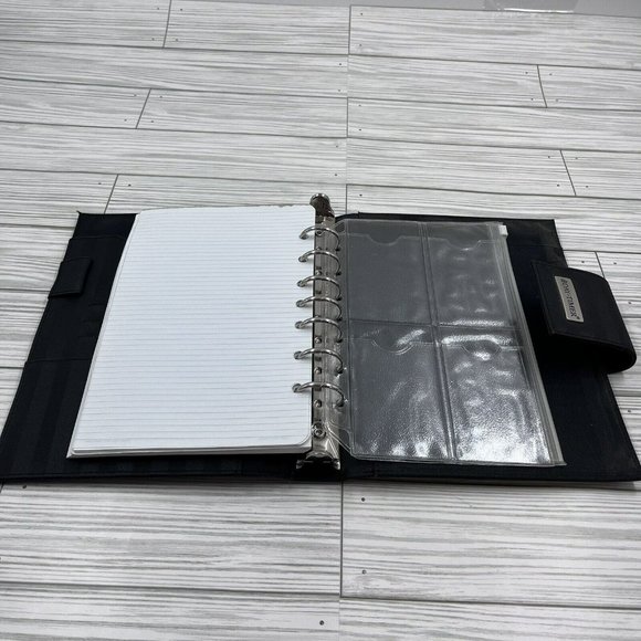 DAY TIMER 7-Ring Organizer Binder Planner Cover 1” Black Vinyl Snap Close - Picture 11 of 12